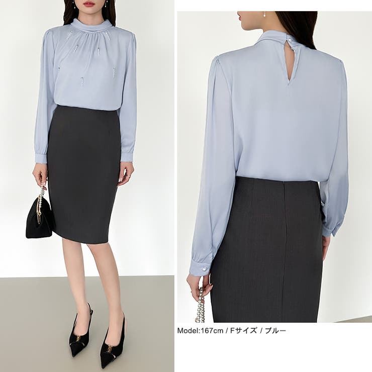 一枚で、きちんと華やか。パールビジュー付きブラウス ブラウス フォーマル | COCOMOMO | 詳細画像32 