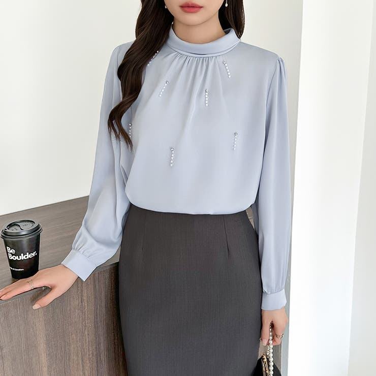 一枚で、きちんと華やか。パールビジュー付きブラウス ブラウス フォーマル | COCOMOMO | 詳細画像34 