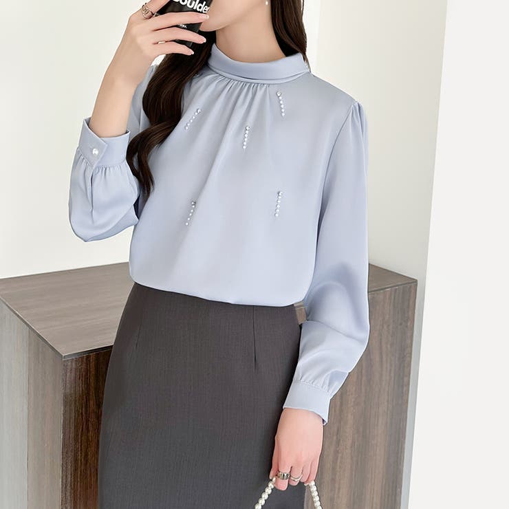 一枚で、きちんと華やか。パールビジュー付きブラウス ブラウス フォーマル | COCOMOMO | 詳細画像35 