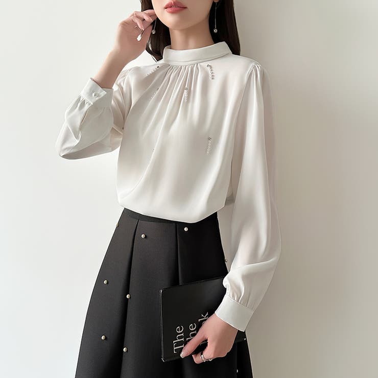 一枚で、きちんと華やか。パールビジュー付きブラウス ブラウス フォーマル | COCOMOMO | 詳細画像4 