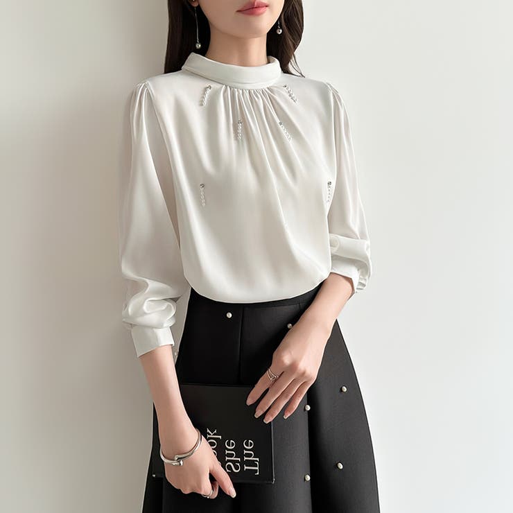 一枚で、きちんと華やか。パールビジュー付きブラウス ブラウス フォーマル | COCOMOMO | 詳細画像5 