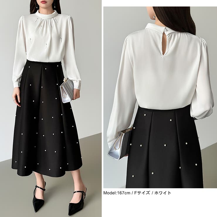 一枚で、きちんと華やか。パールビジュー付きブラウス ブラウス フォーマル | COCOMOMO | 詳細画像6 