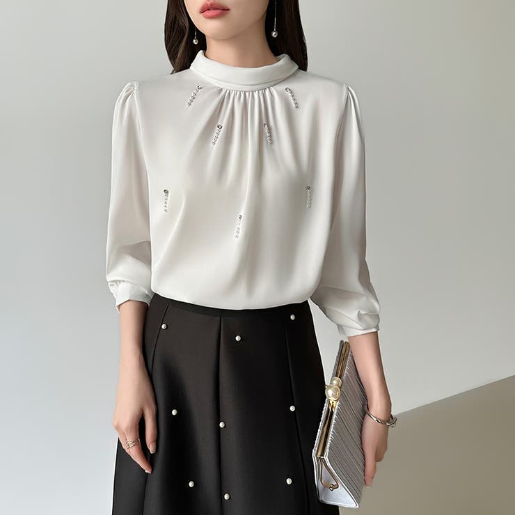 一枚で、きちんと華やか。パールビジュー付きブラウス ブラウス フォーマル | COCOMOMO | 詳細画像7 