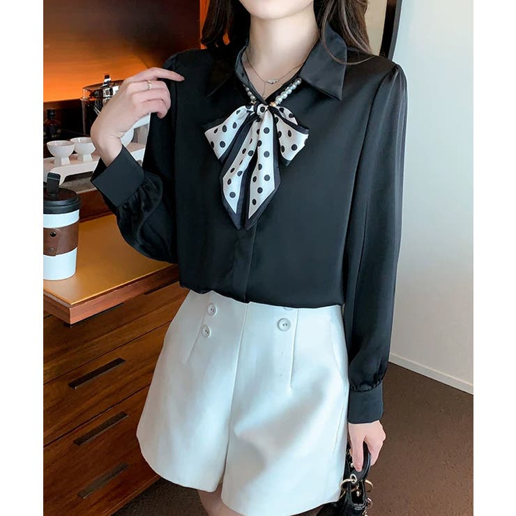 ボウタイブラウス リボンブラウス シャツ | COCOMOMO | 詳細画像9 