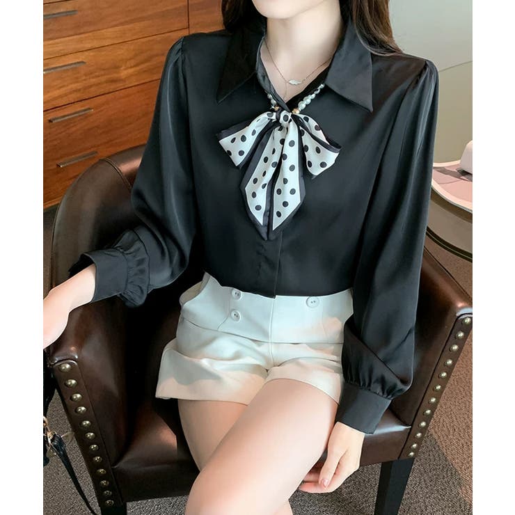 ボウタイブラウス リボンブラウス シャツ | COCOMOMO | 詳細画像12 