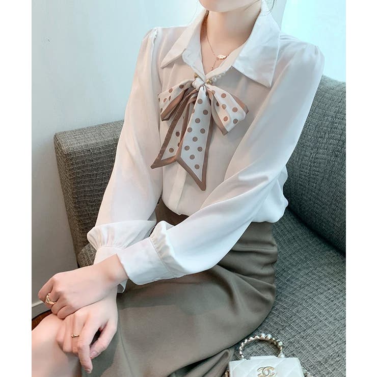 ボウタイブラウス リボンブラウス シャツ | COCOMOMO | 詳細画像1 