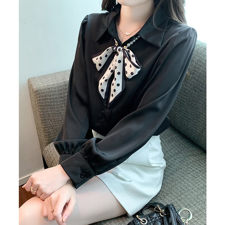 ボウタイブラウス リボンブラウス シャツ | COCOMOMO | 詳細画像7 