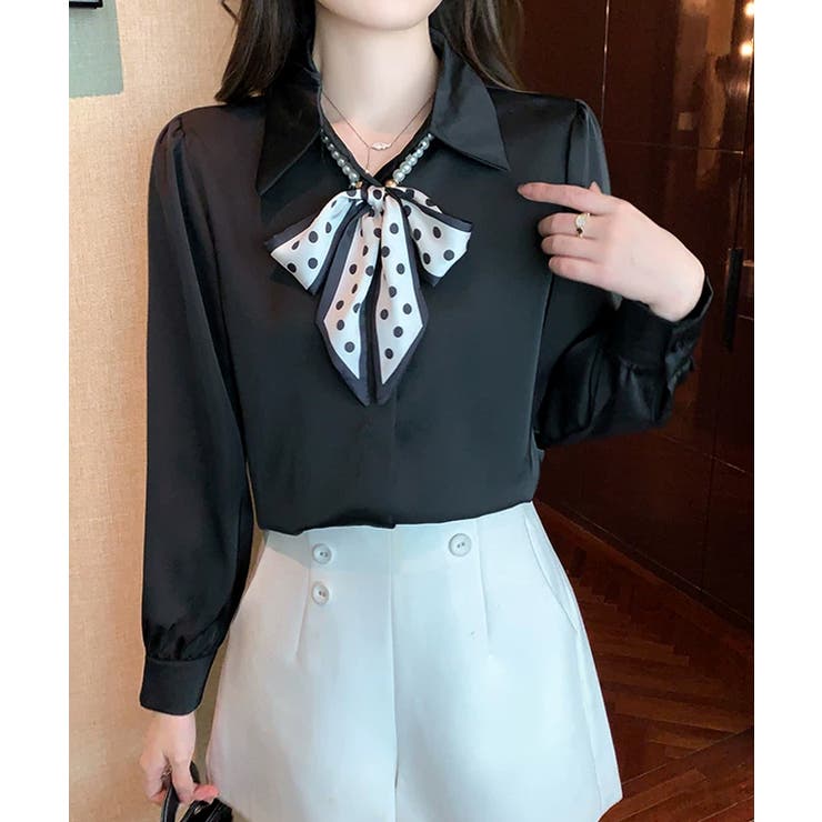 ボウタイブラウス リボンブラウス シャツ | COCOMOMO | 詳細画像8 