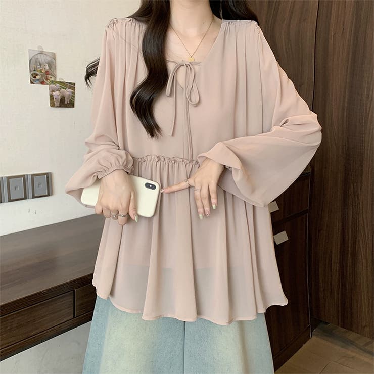 ふんわり今っぽフェミニン。シフォンペプラムチュニック ペプラム チュニック | COCOMOMO | 詳細画像12 