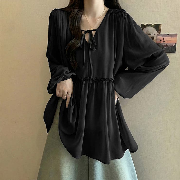 ふんわり今っぽフェミニン。シフォンペプラムチュニック ペプラム チュニック | COCOMOMO | 詳細画像14 