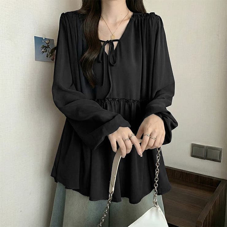 ふんわり今っぽフェミニン。シフォンペプラムチュニック ペプラム チュニック | COCOMOMO | 詳細画像16 