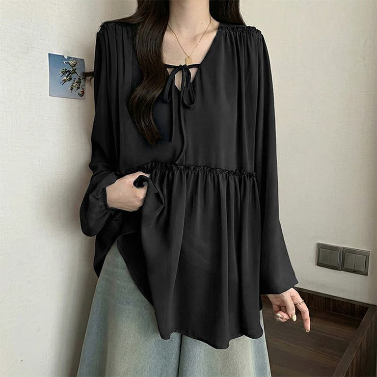 ふんわり今っぽフェミニン。シフォンペプラムチュニック ペプラム チュニック | COCOMOMO | 詳細画像17 