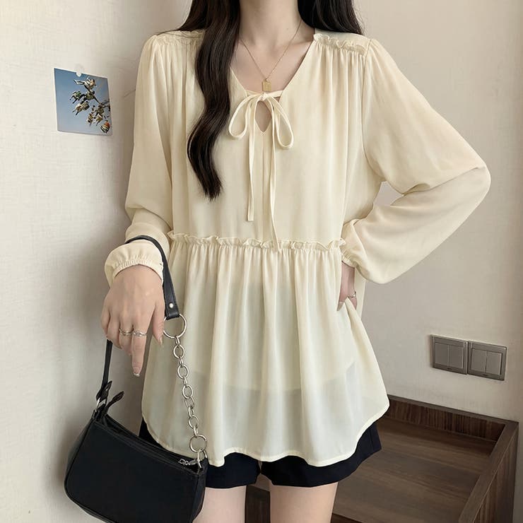 ふんわり今っぽフェミニン。シフォンペプラムチュニック ペプラム チュニック | COCOMOMO | 詳細画像18 