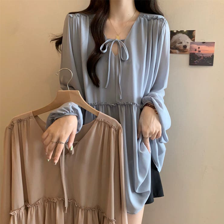 ふんわり今っぽフェミニン。シフォンペプラムチュニック ペプラム チュニック | COCOMOMO | 詳細画像2 