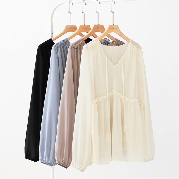 ふんわり今っぽフェミニン。シフォンペプラムチュニック ペプラム チュニック | COCOMOMO | 詳細画像22 