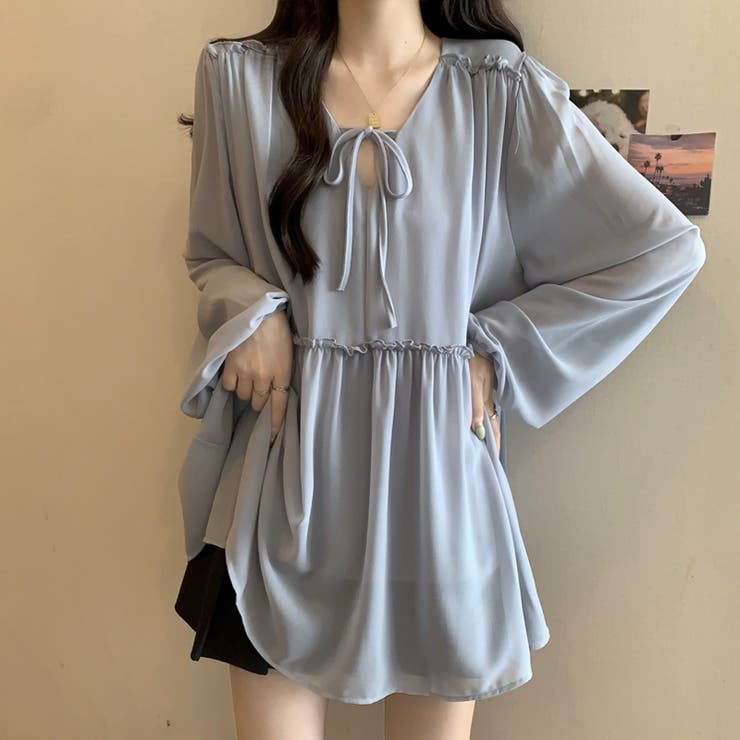 ふんわり今っぽフェミニン。シフォンペプラムチュニック ペプラム チュニック | COCOMOMO | 詳細画像4 