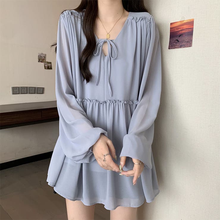 ふんわり今っぽフェミニン。シフォンペプラムチュニック ペプラム チュニック | COCOMOMO | 詳細画像7 