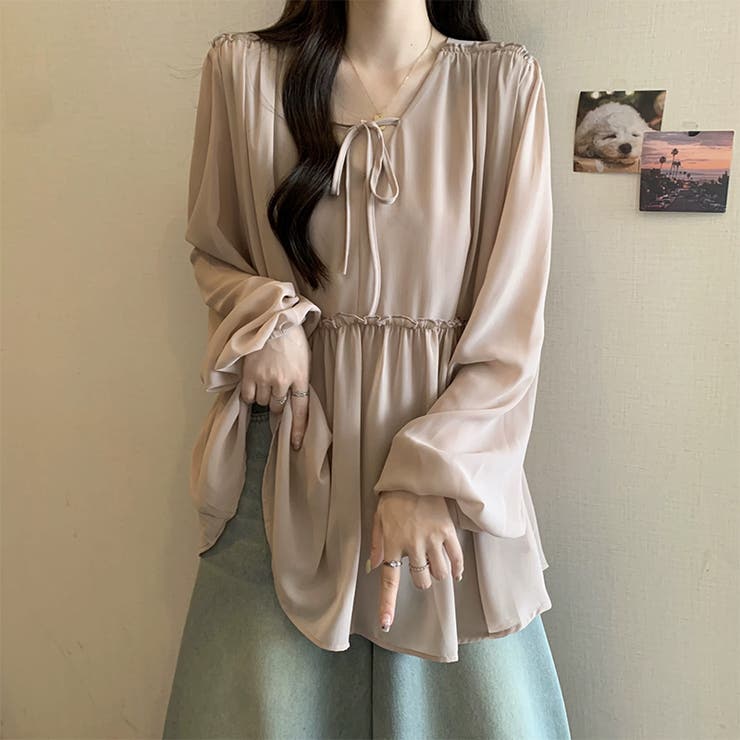 ふんわり今っぽフェミニン。シフォンペプラムチュニック ペプラム チュニック | COCOMOMO | 詳細画像9 