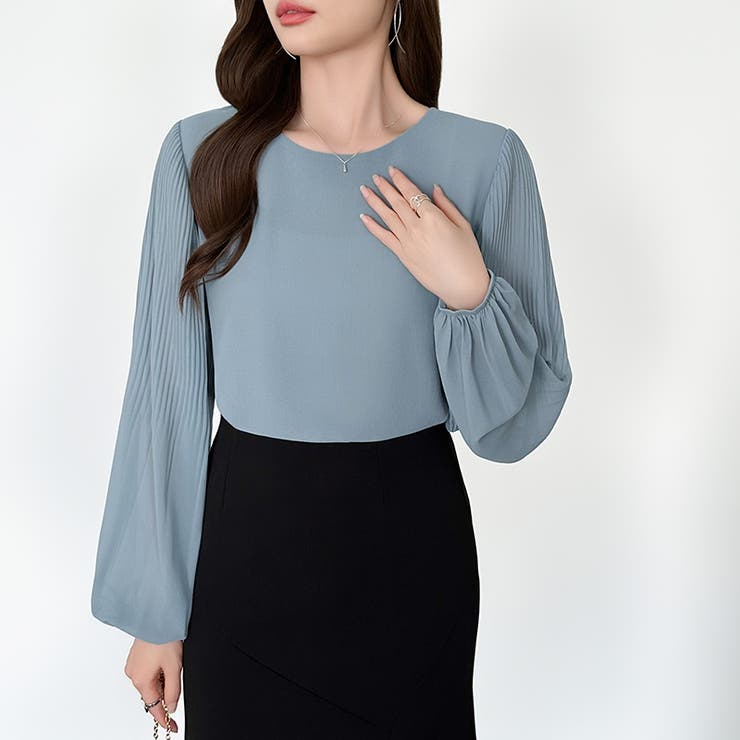 袖デザインで差がつくプリーツスリーブブラウス ボリューム袖 ブラウス | COCOMOMO | 詳細画像12 