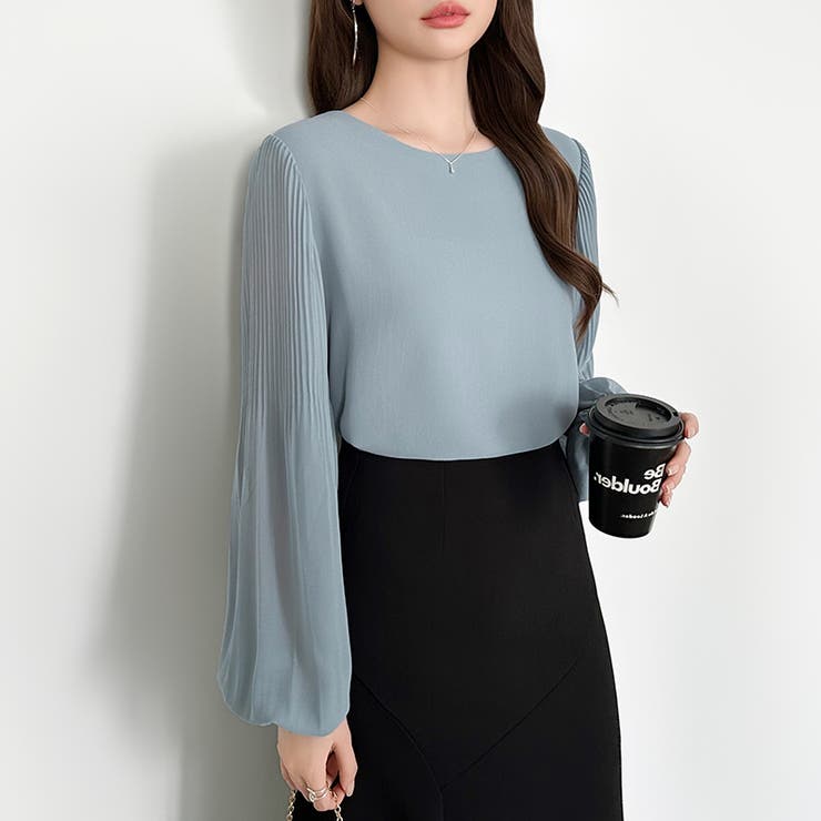 袖デザインで差がつくプリーツスリーブブラウス ボリューム袖 ブラウス | COCOMOMO | 詳細画像14 