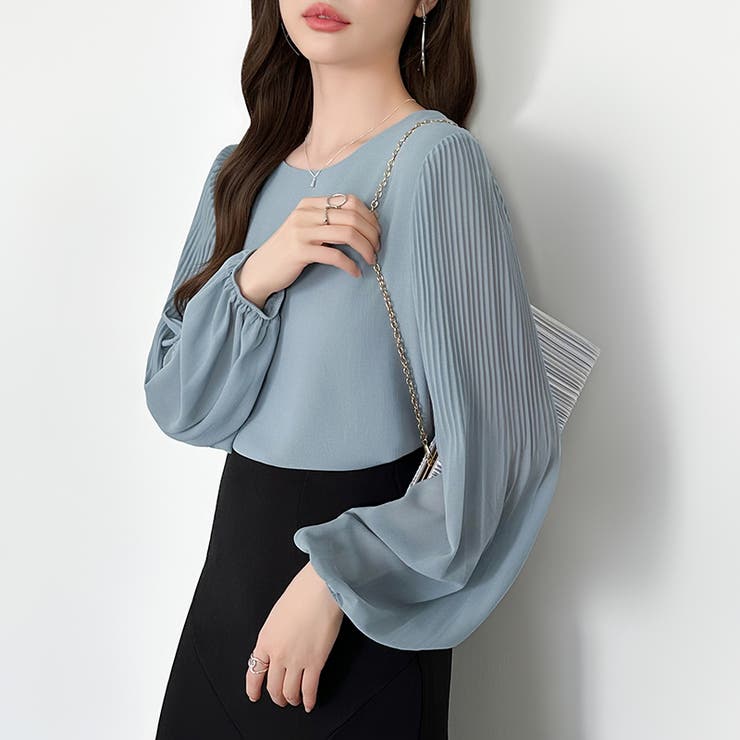 袖デザインで差がつくプリーツスリーブブラウス ボリューム袖 ブラウス | COCOMOMO | 詳細画像16 