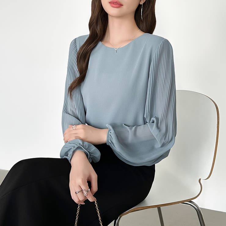 袖デザインで差がつくプリーツスリーブブラウス ボリューム袖 ブラウス | COCOMOMO | 詳細画像18 