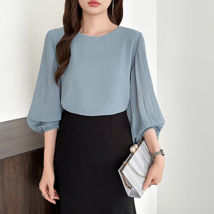 袖デザインで差がつくプリーツスリーブブラウス ボリューム袖 ブラウス | COCOMOMO | 詳細画像19 