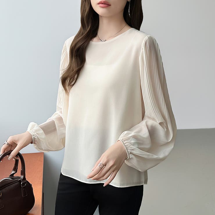 袖デザインで差がつくプリーツスリーブブラウス ボリューム袖 ブラウス | COCOMOMO | 詳細画像3 