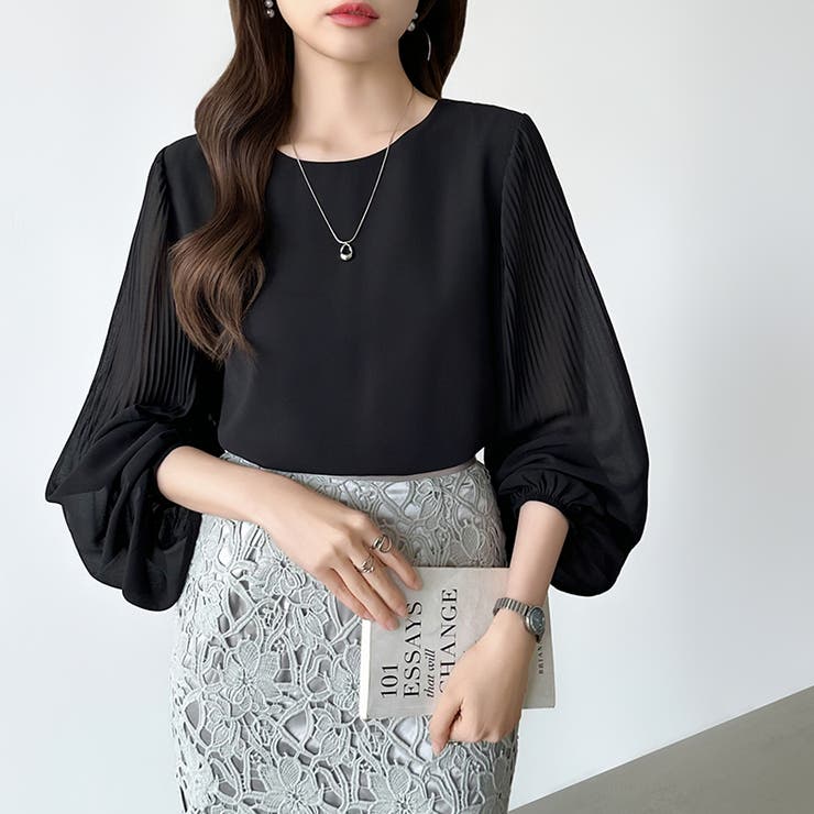 袖デザインで差がつくプリーツスリーブブラウス ボリューム袖 ブラウス | COCOMOMO | 詳細画像30 