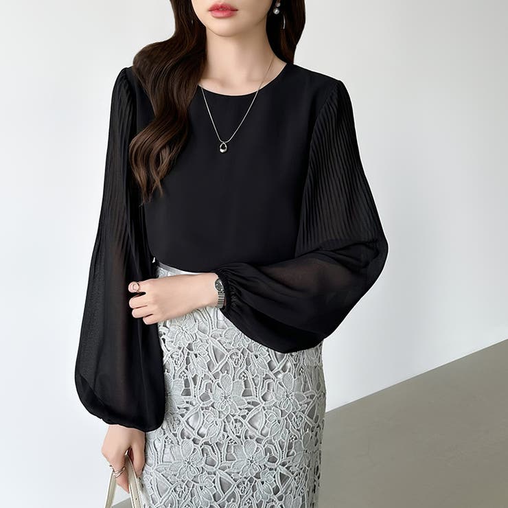 袖デザインで差がつくプリーツスリーブブラウス ボリューム袖 ブラウス | COCOMOMO | 詳細画像31 