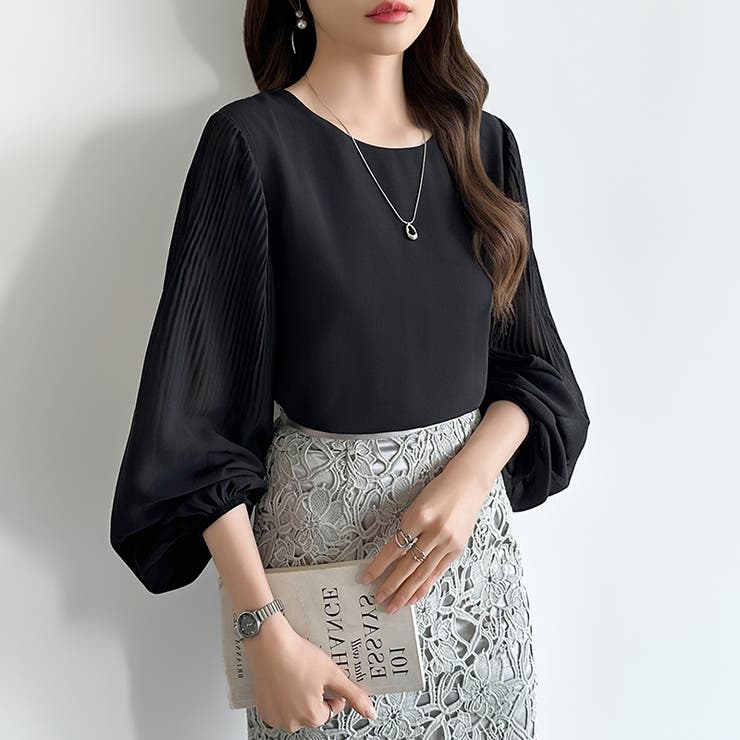 袖デザインで差がつくプリーツスリーブブラウス ボリューム袖 ブラウス | COCOMOMO | 詳細画像32 