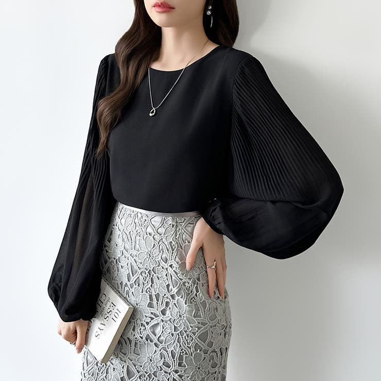 袖デザインで差がつくプリーツスリーブブラウス ボリューム袖 ブラウス | COCOMOMO | 詳細画像33 