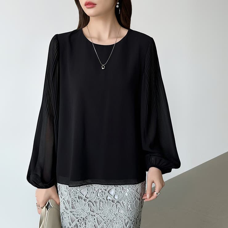 袖デザインで差がつくプリーツスリーブブラウス ボリューム袖 ブラウス | COCOMOMO | 詳細画像34 