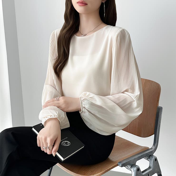 袖デザインで差がつくプリーツスリーブブラウス ボリューム袖 ブラウス | COCOMOMO | 詳細画像6 