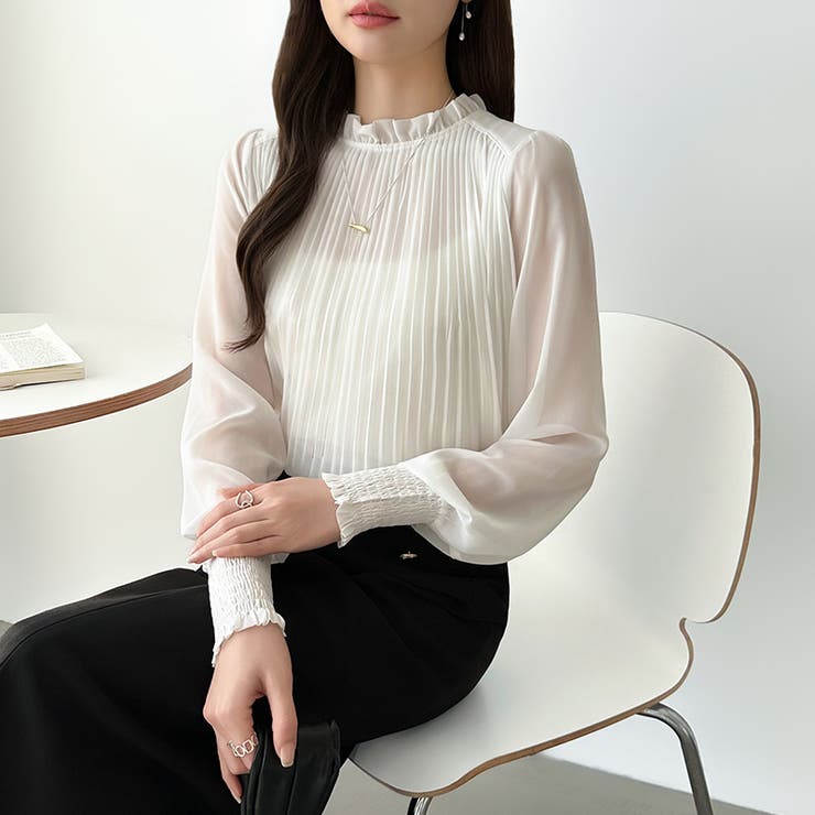 ふわっと軽やかプリーツシアーブラウス シフォンブラウス ブラウス | COCOMOMO | 詳細画像11 