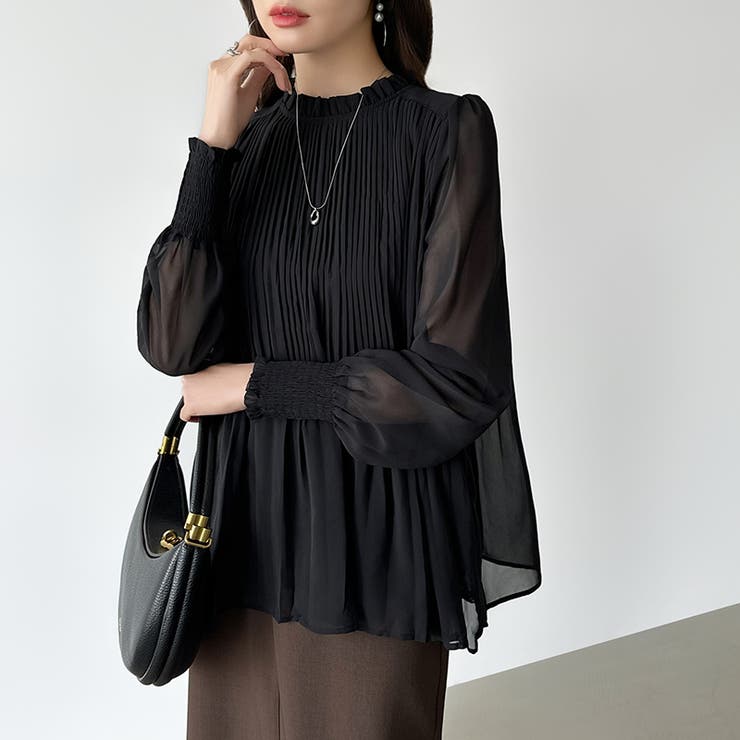 ふわっと軽やかプリーツシアーブラウス シフォンブラウス ブラウス | COCOMOMO | 詳細画像14 