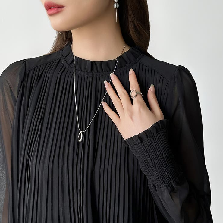 ふわっと軽やかプリーツシアーブラウス シフォンブラウス ブラウス | COCOMOMO | 詳細画像15 