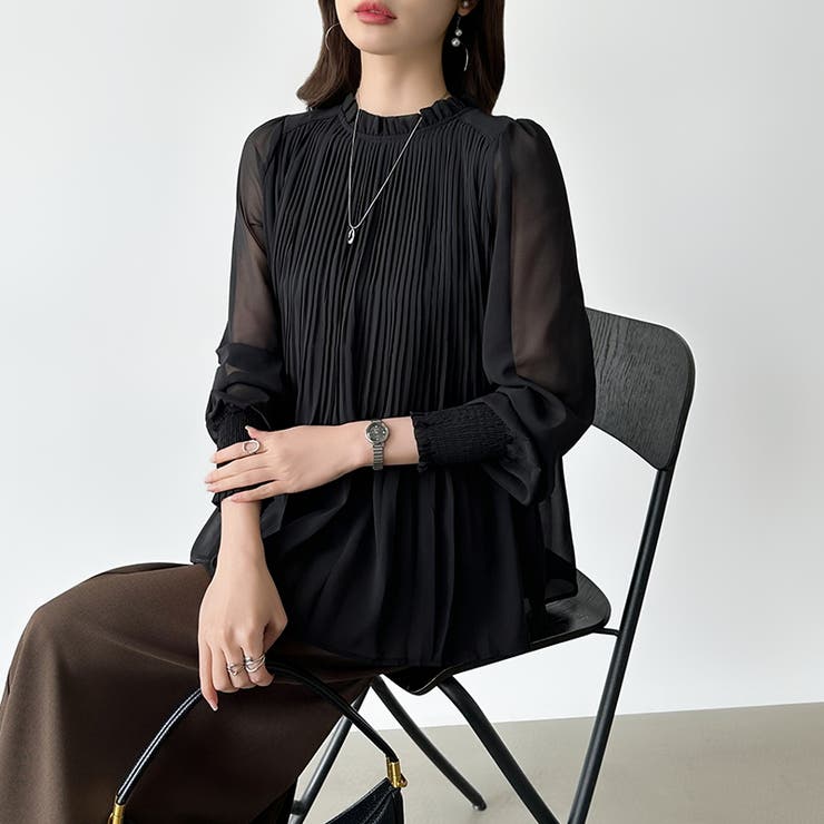 ふわっと軽やかプリーツシアーブラウス シフォンブラウス ブラウス | COCOMOMO | 詳細画像16 