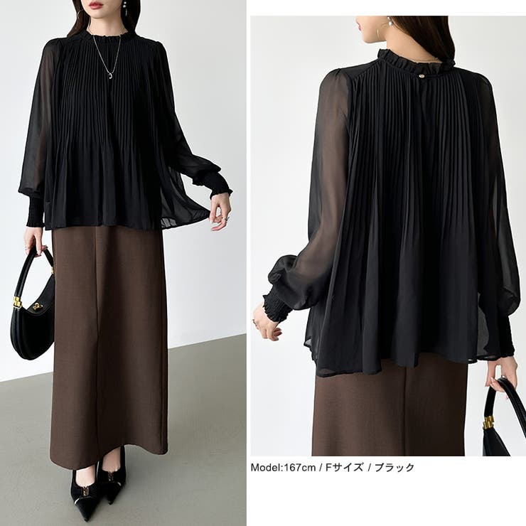 ふわっと軽やかプリーツシアーブラウス シフォンブラウス ブラウス | COCOMOMO | 詳細画像17 