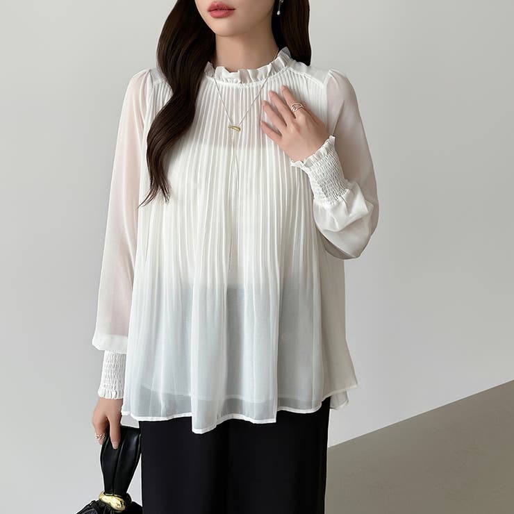 ふわっと軽やかプリーツシアーブラウス シフォンブラウス ブラウス | COCOMOMO | 詳細画像2 