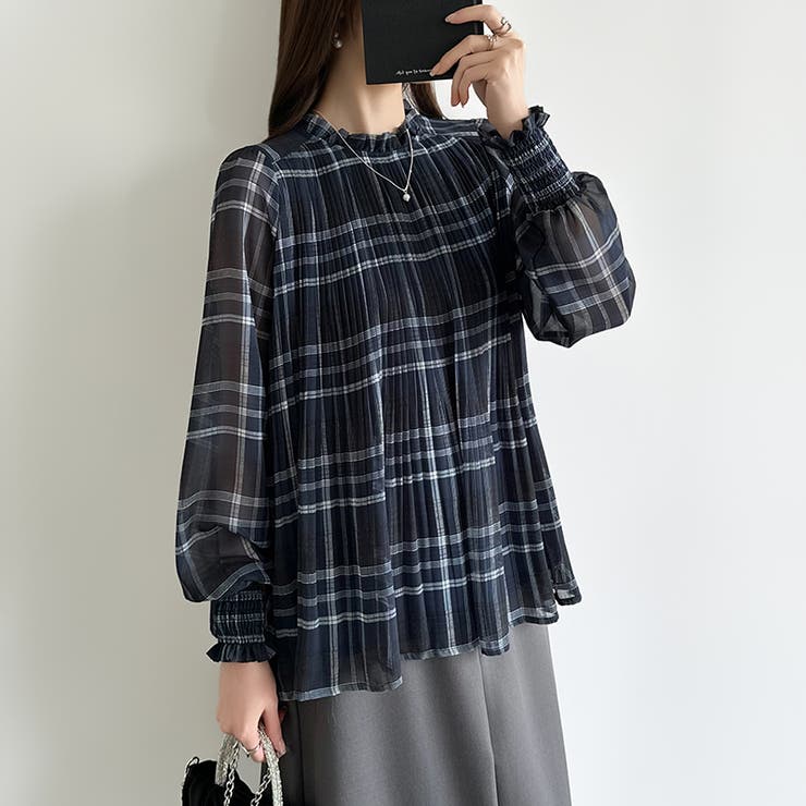 ふわっと軽やかプリーツシアーブラウス シフォンブラウス ブラウス | COCOMOMO | 詳細画像23 