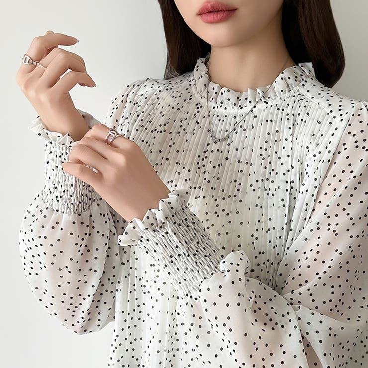 ふわっと軽やかプリーツシアーブラウス シフォンブラウス ブラウス | COCOMOMO | 詳細画像33 