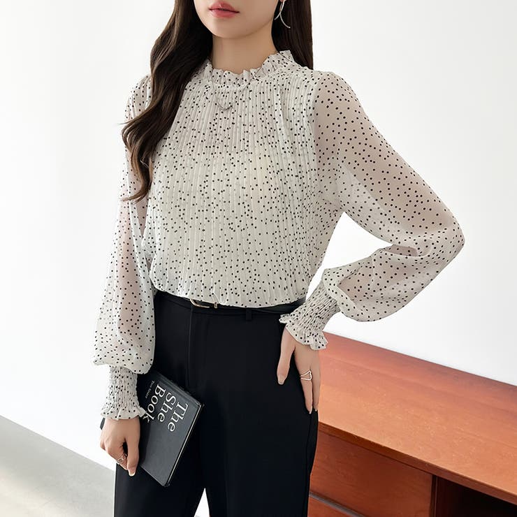 ふわっと軽やかプリーツシアーブラウス シフォンブラウス ブラウス | COCOMOMO | 詳細画像37 