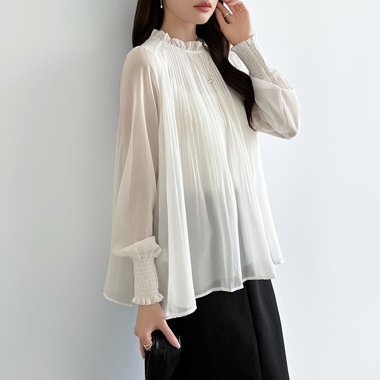 ふわっと軽やかプリーツシアーブラウス シフォンブラウス ブラウス | COCOMOMO | 詳細画像4 