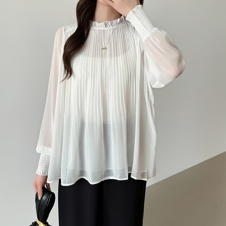 ふわっと軽やかプリーツシアーブラウス シフォンブラウス ブラウス | COCOMOMO | 詳細画像5 