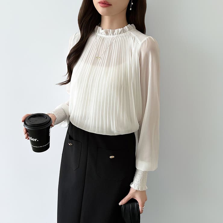 ふわっと軽やかプリーツシアーブラウス シフォンブラウス ブラウス | COCOMOMO | 詳細画像9 