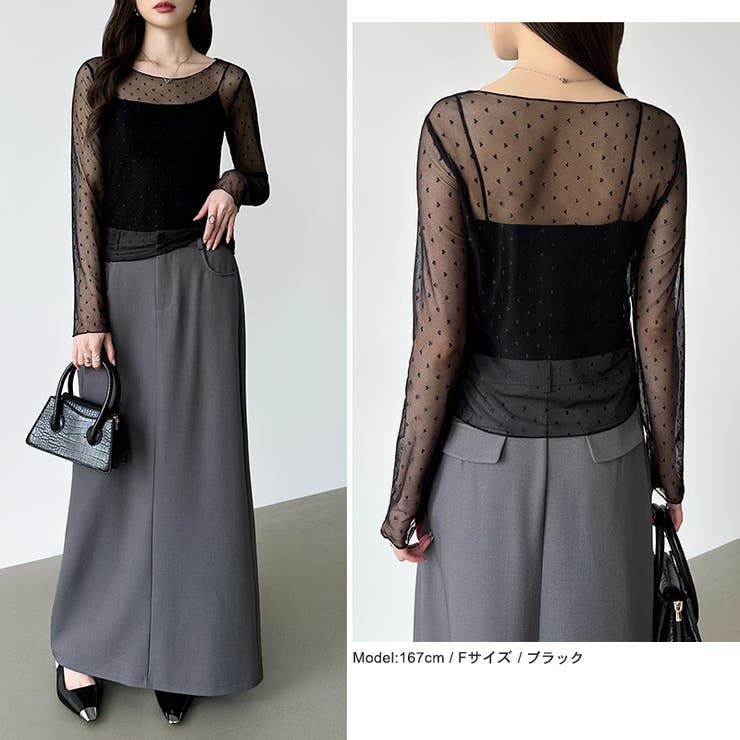 【大人が着たいハート柄】 ハート柄シアートップス クルーネック | COCOMOMO | 詳細画像16 