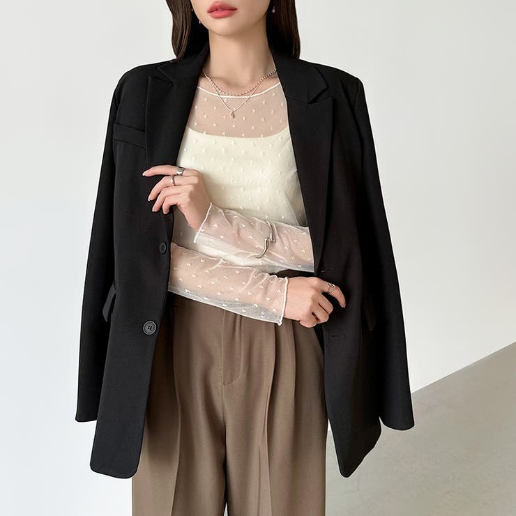 【大人が着たいハート柄】 ハート柄シアートップス クルーネック | COCOMOMO | 詳細画像5 