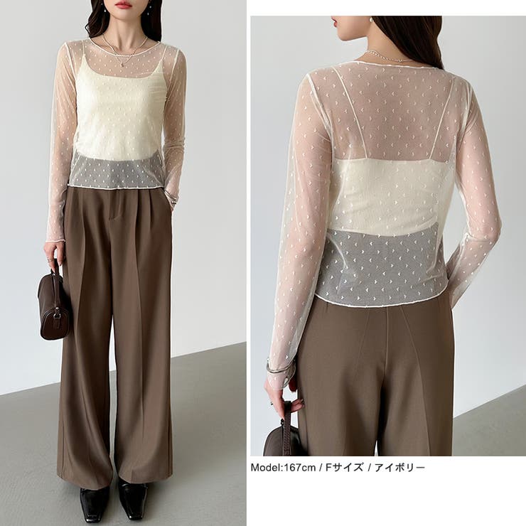 【大人が着たいハート柄】 ハート柄シアートップス クルーネック | COCOMOMO | 詳細画像7 