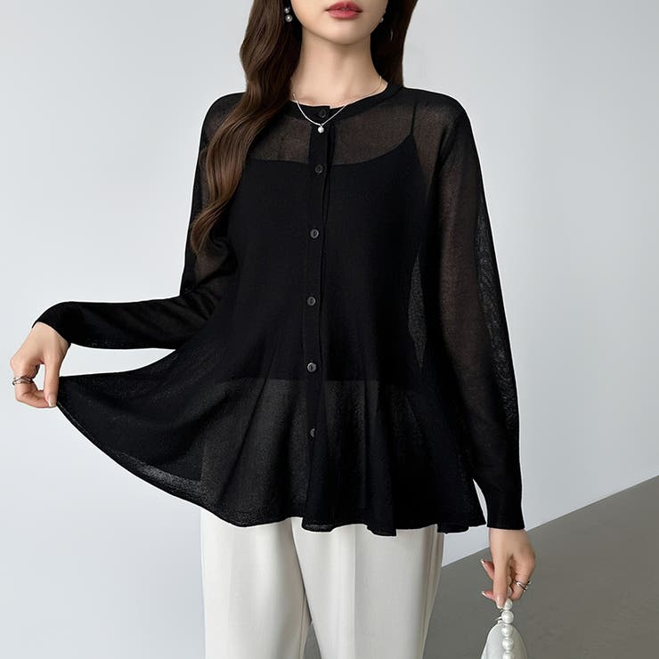 透け感でつくる、シアーペプラム シアーカーディガン ペプラムトップス | COCOMOMO | 詳細画像11 